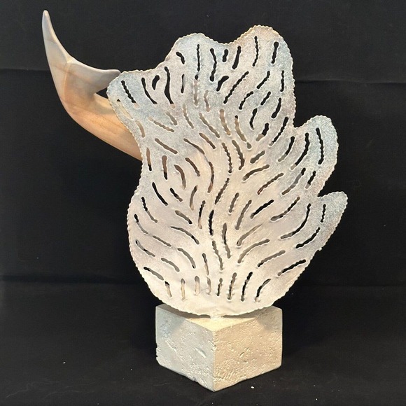 Coastal Décor "Wooden Dolphin w/Metal accents on Stone base" Mixed Media - Picture 3 of 11